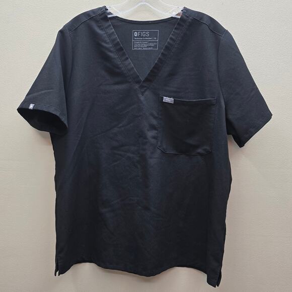 Figs Technical Collection V-Neck Scrub Shirt Top Nurse Doctor Work Black Size XL - Picture 1 of 5